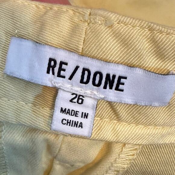 Re/Done Womens 26 Yellow Cotton Shorts Chino Trouser 90s Retro Casual Mom Spring - Picture 5 of 7
